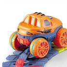 Toy vehicle with orange and blue colors on a white background